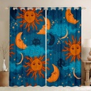 YST Sun and Moon Curtains & Drapes Bohemian Style Curtains Boho Exotic Theme Blackout Curtains, Galaxy Glitter Stars Sun Moon Clouds Window Curtains 42''Wx63''L