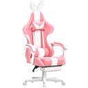Soontrans Pink Gaming Chair with Footrest, Office Computer Chair with Massage Lumbar Pillow & Adjustable Headrest, Ergonomic High Back Gamer Game Cute Bunny Ears for Adults Kids Girls, Light Pink