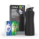 Cirkul 32Oz Matte Black Stainless Steel Starter Kit with Matte Black Cirkul Lid 2.0 and 2 Flavor Cartridges (Blueberry Grape & Kiwi Berry)