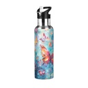Butterflies Colorful Water Bottles Insulated Thermos Kids Stainless Steel Bottle with Straw Lid Flask Leakproof for Sports Gym 20 Oz