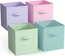 Sorbus Collapsible Cube Fabric Storage Bins (10" X 10"), 4 Pack, in Child & Nursery Pastel Colors