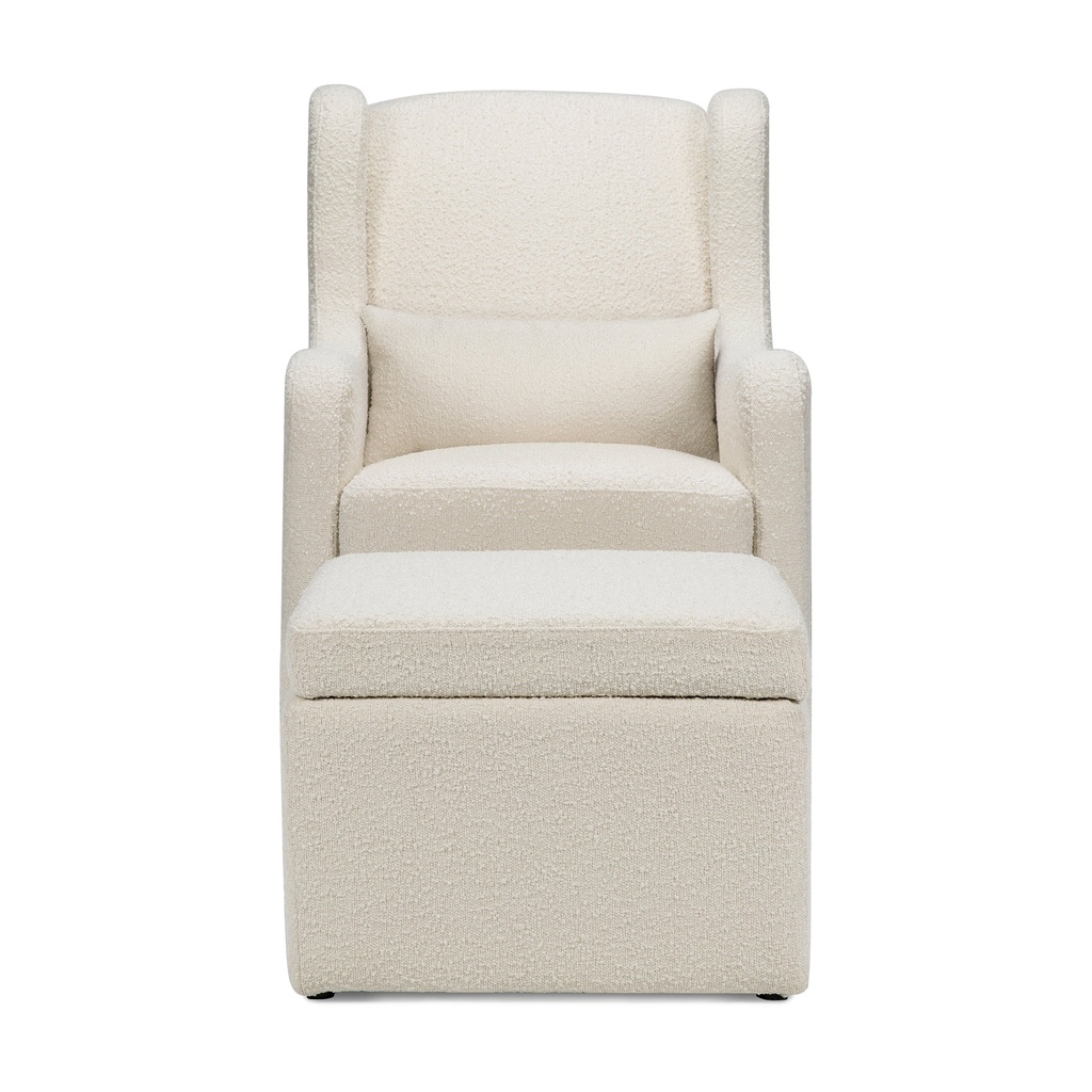 Carter'S by Davinci Adrian Swivel Glider with Storage Ottoman in Ivory Boucle