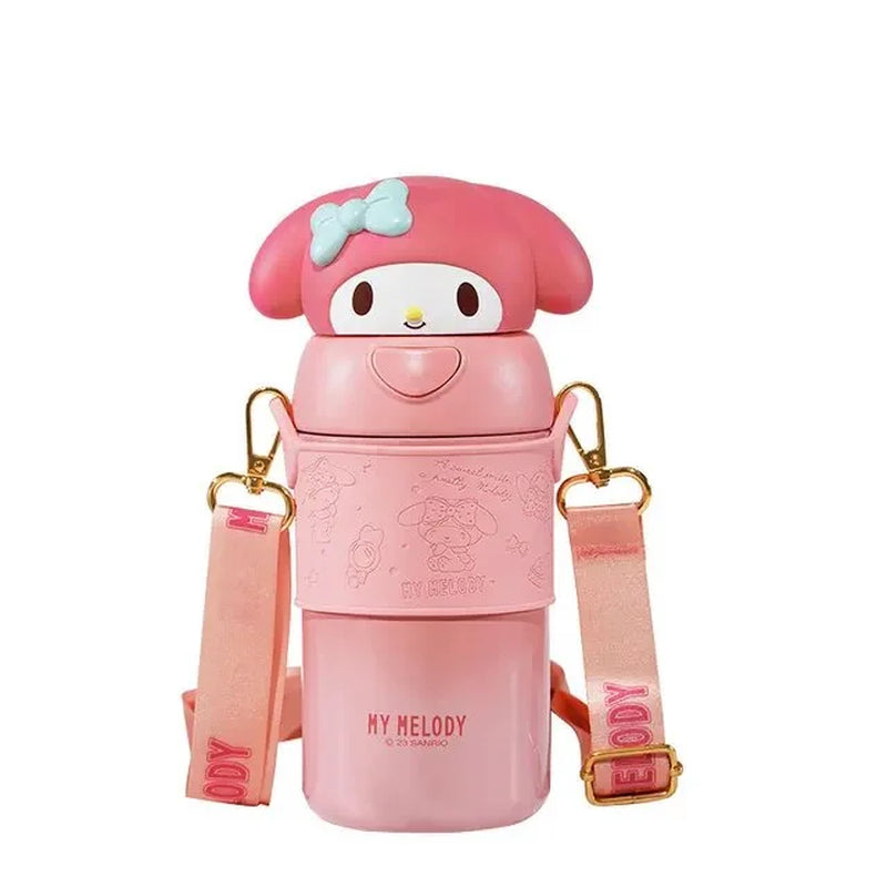 Sanrio Hellokitty Kuromi 560ML Thermos Bottle Large Capacity Children Stainless Steel Bouncing Straw Insulated Cup Vacuum Flasks