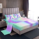 YST Rainbow Sheet Set Twin for Girls Room Decor, Kids Tie Dye Bedding Set Iridescent Trippy Fitted Sheet with Deep Pocket+1 Colorful Sweet Flat Sheet+1 Pillow Case(Pink Purple Blue)