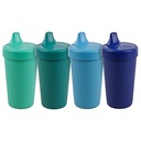 RE-PLAY 4Pk - 10 Oz. No Spill Sippy Cups for Baby, Toddler, and Child Feeding in Sky Blue, Aqua, Navy Blue and Teal | BPA Free | Made in USA from Eco Friendly Recycled Milk Jugs | True Blue+