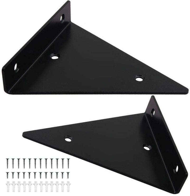Shelf Brackets 5 Inch,Floating Shelves Brackets,Floating Shelf Hardware,Shelf Brackets & Supports, Space-Saving Hidden Shelf Brackets for Home Decor/Organization-2 Pair（Black）