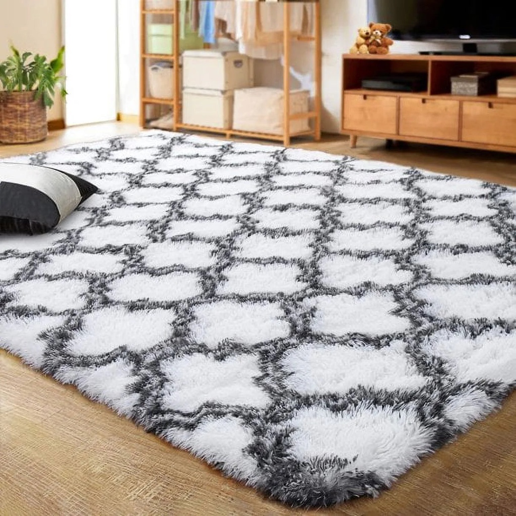 Lochas Soft Area Rugs Accent Rug for Bedroom Living Room Shaggy Fluffy Carpets for Nursery Baby Rooms,4'X 6',White