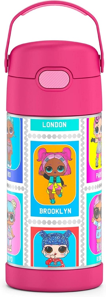 THERMOS FUNTAINER 12 Ounce Stainless Steel Vacuum Insulated Kids Straw Bottle, L.O.L Surprise