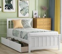 Wood Platform Bed Frame with Storage, Twin Size Bed Frame for Girls Boys, SEGMART Classic Twin Bed Frame with Drawers/Wood Slat Support, Kids Twin Bed Frame No Box Spring Needed, White, H957