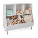 Badger Basket 5-Bin Kid'S Wooden Toy Storage Organizer and Bookshelf with Feet 7.4 Cu Ft. - White