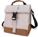 Insulated Lunch Bag Rolltop Lunch Box Tote Lunchbox Bag for Women, Girls, Teens and Kids (White)