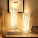 Set of 2 Fabric Table Lamp, Modern Dimmable Nightstand Lamp Bedside Desk Lamp, with Shade & LED Strip, for Bedroom Living Room, USB Interface
