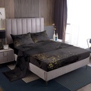 YST Black Marbling Bed Set Gold Metallic Sequin Bed Sheets Set, Dark Grey Marble Sheet Set Twin Abstract Aesthetic Artwork Sheets, Modern Fashion Top Sheet Luxurious Room Decor