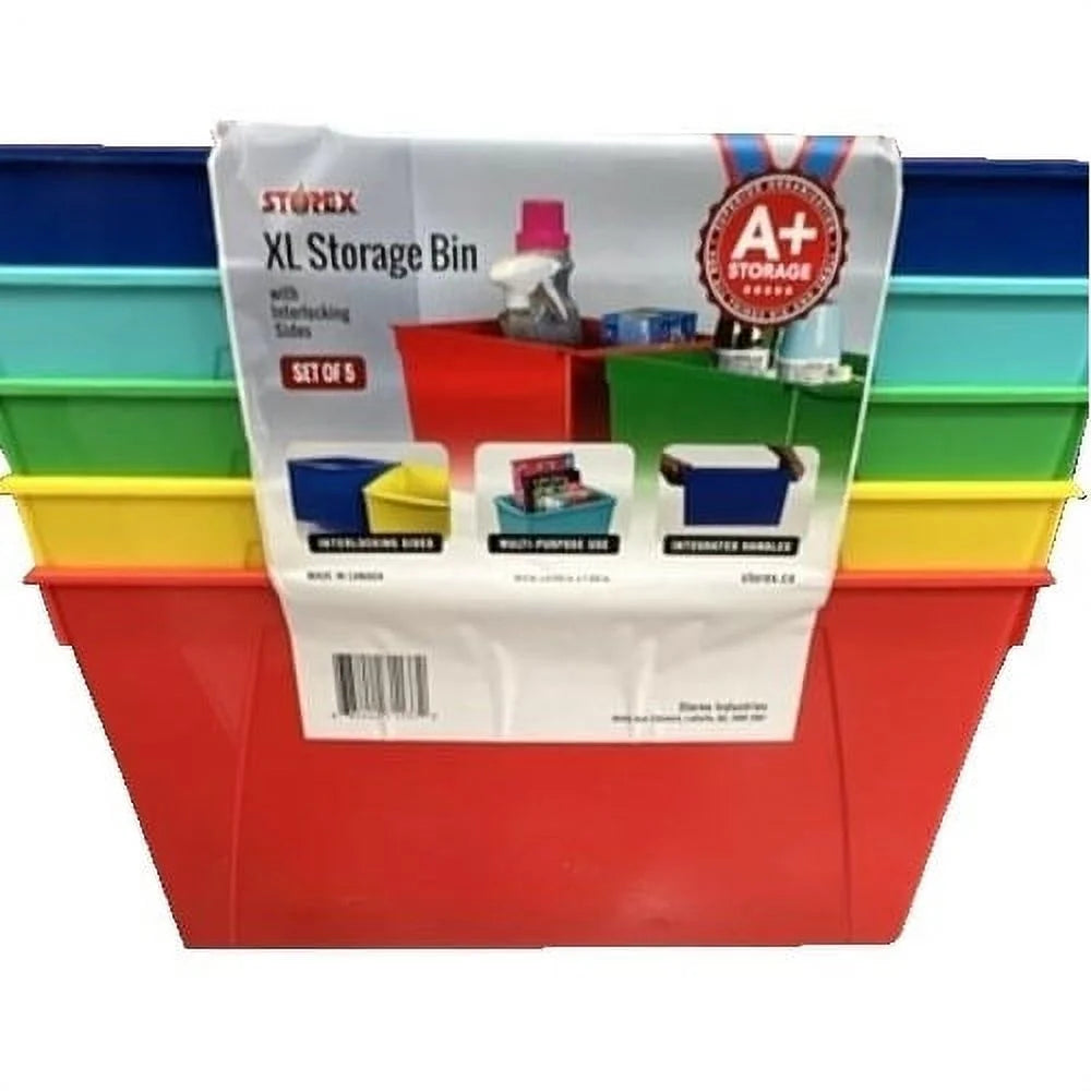 Storex XL Storage Bin, 5 Count