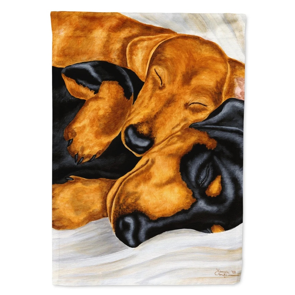 Carolines Treasures AMB1110CHF Dachshund Snuggles Flag Canvas House Size Large Multicolor