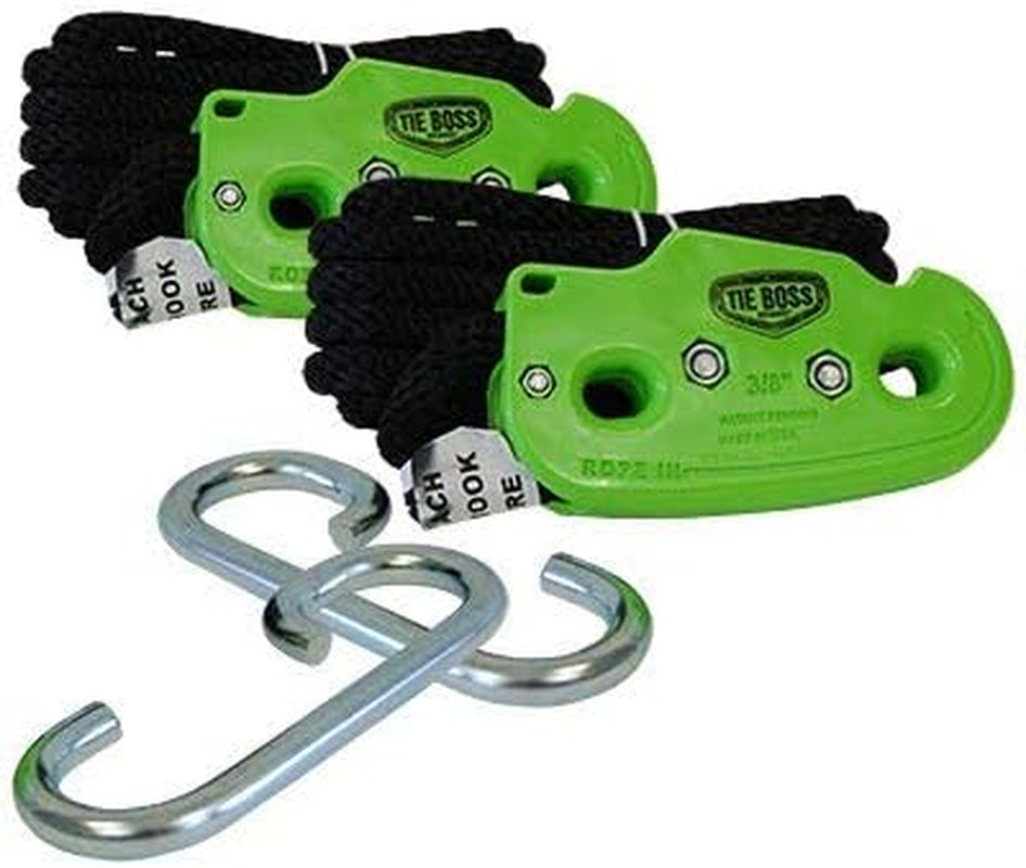Tie Boss Tie down System - Green - 10' X 3/8" Diameter Rope (Pack of 2)