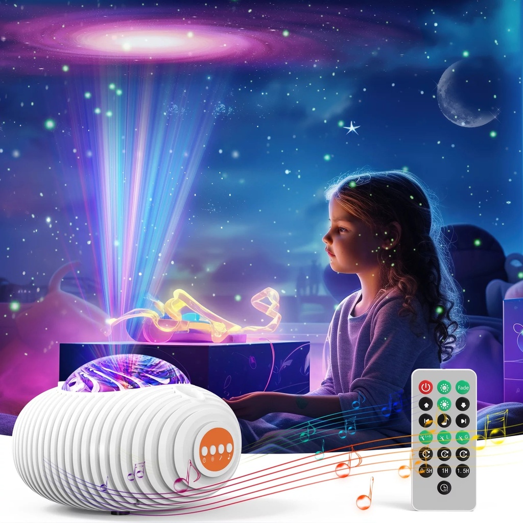 VAVSEA Star Projector, Galaxy Projector for Bedroom, Galaxy Night Light for Kids Adults, White Noise Aurora Projector with Remote Control, Home Theater, Ceiling, Room Decor, Gifts for Birthdays