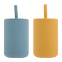 2Pcs Silicone Sippy Cups Baby Sippy Cups with Straw Silicone Toddler Cups