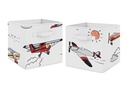 Vintage Airplane Red and Blue Fabric Storage Bin (Set of 2) by Sweet Jojo Designs