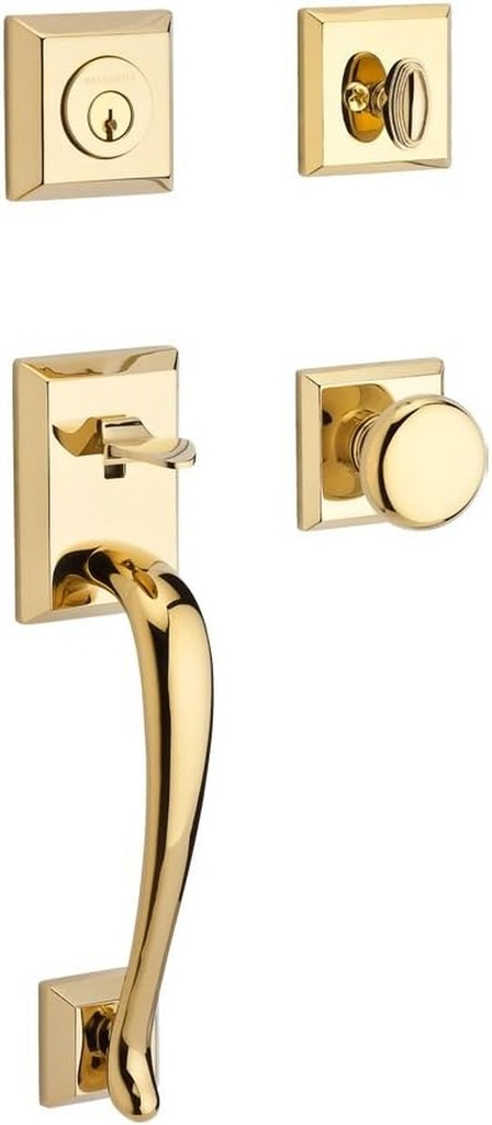 Baldwin SCNAPXROUTSR003 Reserve Single Cylinder Handleset Napa X round with Traditional Square Rose in Lifetime Brass Finish