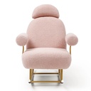Dark Pink Cozy Modern Sherpa Fabric Nursery Rocking Chair with Gold Metal Frame - Comfortable Accent Upholstered Rocker Glider Chair for Baby and Kids Leisure Sofa Armchair - Ideal for N