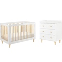 4-In-1 Convertible Baby Crib with Dresser with Changing Tray Set in Natural