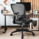 Coolhut Ergonomic Office Chair, Task Chair, Comfort Desk Chair with Adjustable Lumbar Support and Flip up Arms, 300Lb, Black