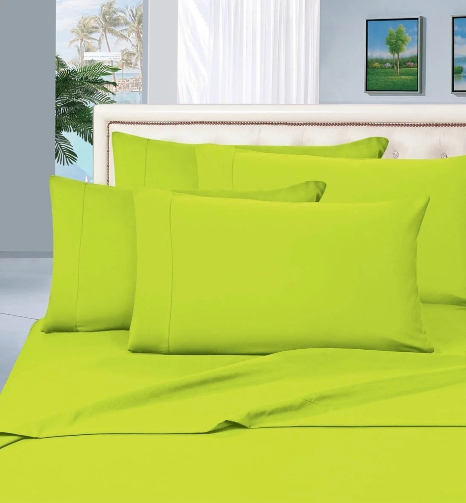 Celine Linen ® 1500 Collection 4Pc Bed Sheet Set California King, Lime-Green