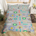 Geometry Aztec Duvet Cover Ethnic Tribe Arrow Twin Bedding Sets for Boys,Bohemian Triangle Diamond Comforter Cover Exotic Nordic Style Bed Set,Southwestern Native Grid Boho Decor,Grey