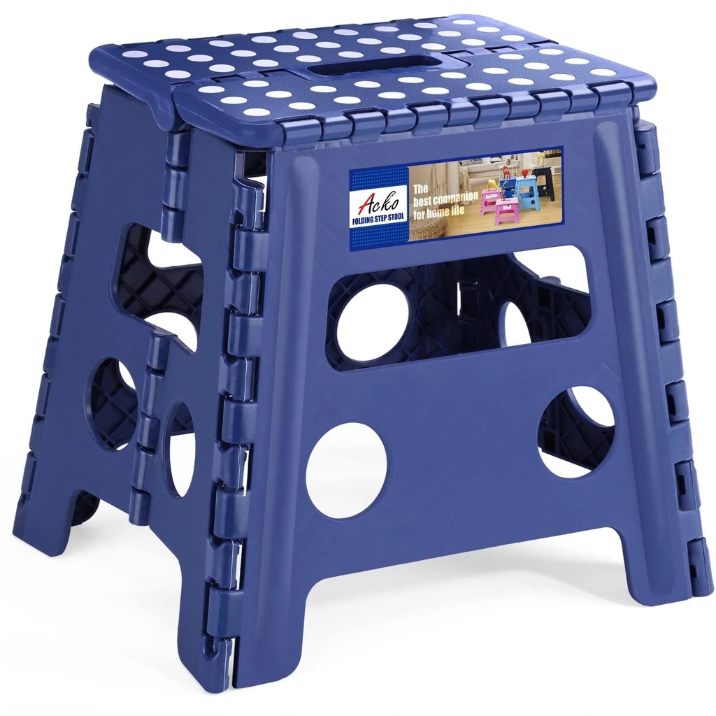 ACSTEP Folding Step Stool 13'' Tall Kids Step Stool Plastic Step Stools with Non-Slip Surface - Royal Blue