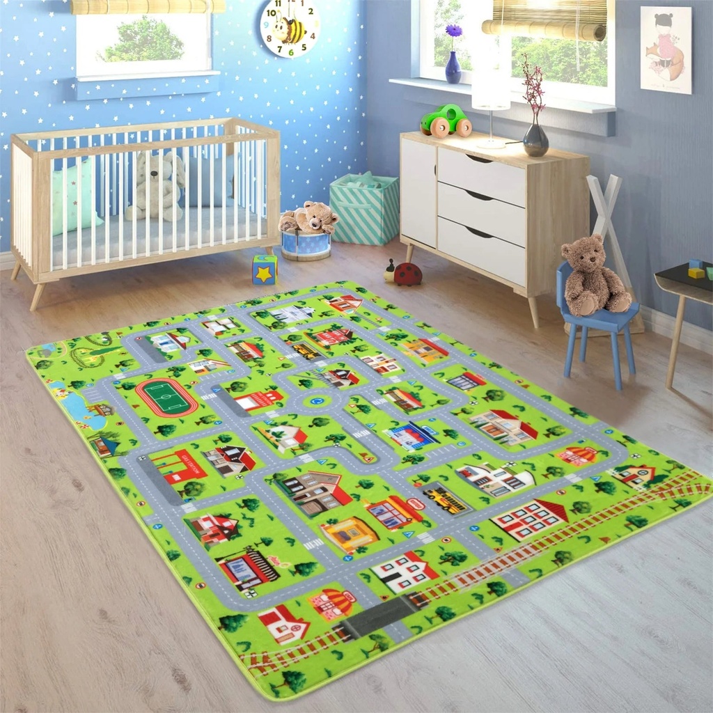 Assile Kids Rug Baby Playroom Mat Classroom Area Rug Road and Traffic Carpet Soft Thick Game Play Area Rug Baby for Toddler Bedroom Nursery Playroom, 3' X 5', Grey