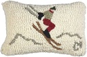 Chandler 4 Corners Hand-Hooked Wool Decorative Throw Pillow | Artist-Designed Yippee Ski Jumper Pillow, Winter Ski Pillow for Couches, Beds, Cabins & Lodges (8 in X 12 In)