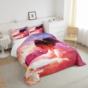 YST Black Little Girl Comforter Set Twin Size Black Girls Magical Bedding Sets for Kids American African Kids Bed Comforter Set Reversible Colorful Stars Quilt Set 1 Pillow Case