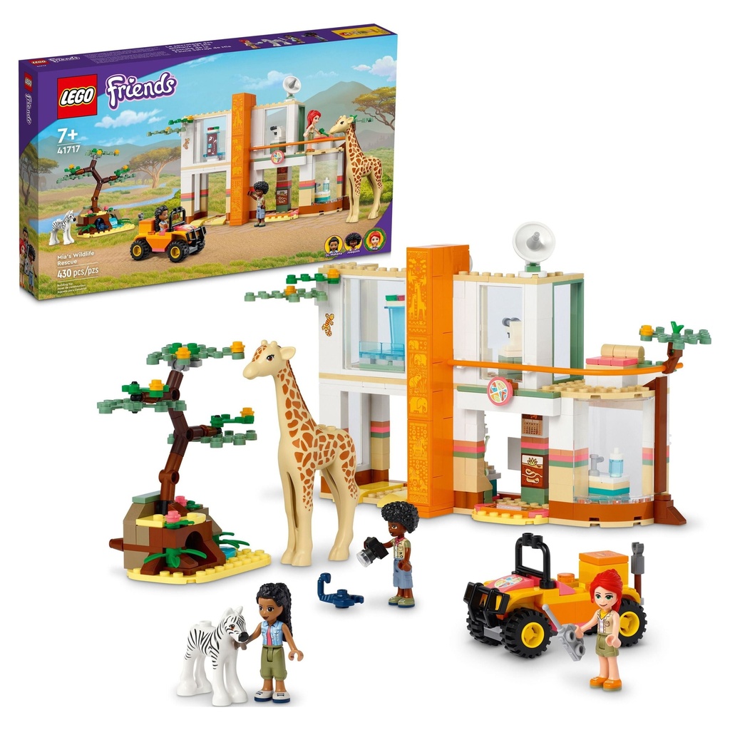 LEGO Friends Mia'S Wildlife Rescue Toy 41717 with Zebra and Giraffe Safari Animal Figures plus 3 Mini Dolls