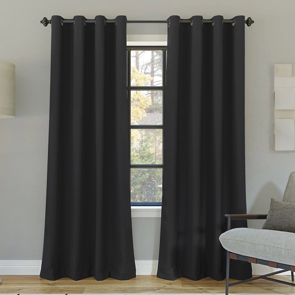 Sun Zero Oslo Theater Grade 100% Blackout Grommet Curtain Panel, 52" X 84", Coal Black