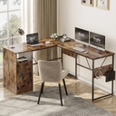 Bestier L Shaped Desk - 95" Corner Computer Desk with Storage Cabinet for Home Office, Rustic