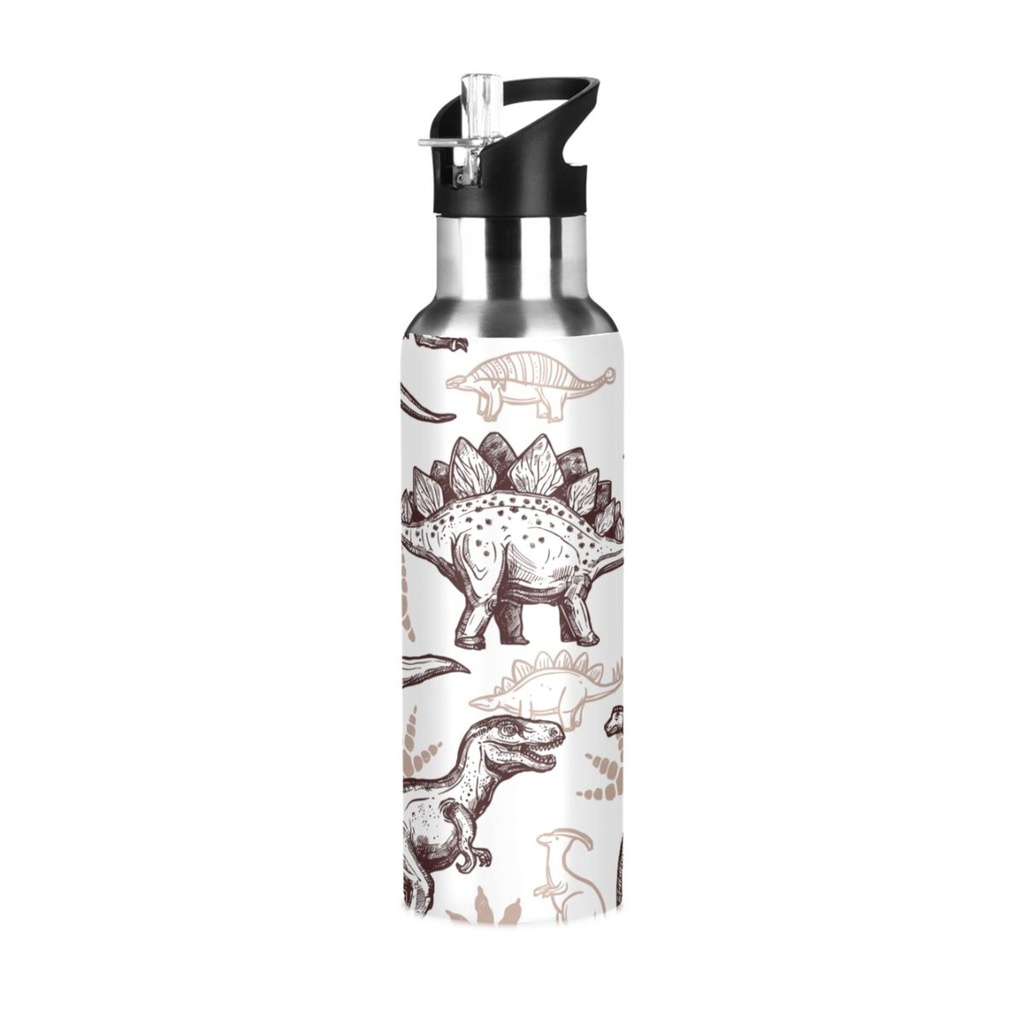 Stainless Steel Water Bottle Jurassic Dinosaur with Straw Lid Vacuum Insulated Keeps Hot and Cold Leak Proof Flask Jug for Gym Travel Sports Cycling Outdoor 20 OZ