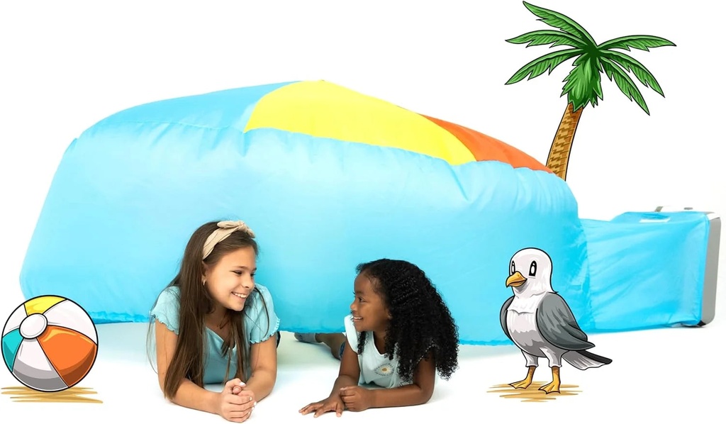 The Original Patented Airfort - Build a Fort in 30 Seconds, Inflatable Fort for Kids, Play Tent for 3-12 Years, a Playhouse Where Imagination Runs Wild, Fan Not Included (Beach Ball Blue)