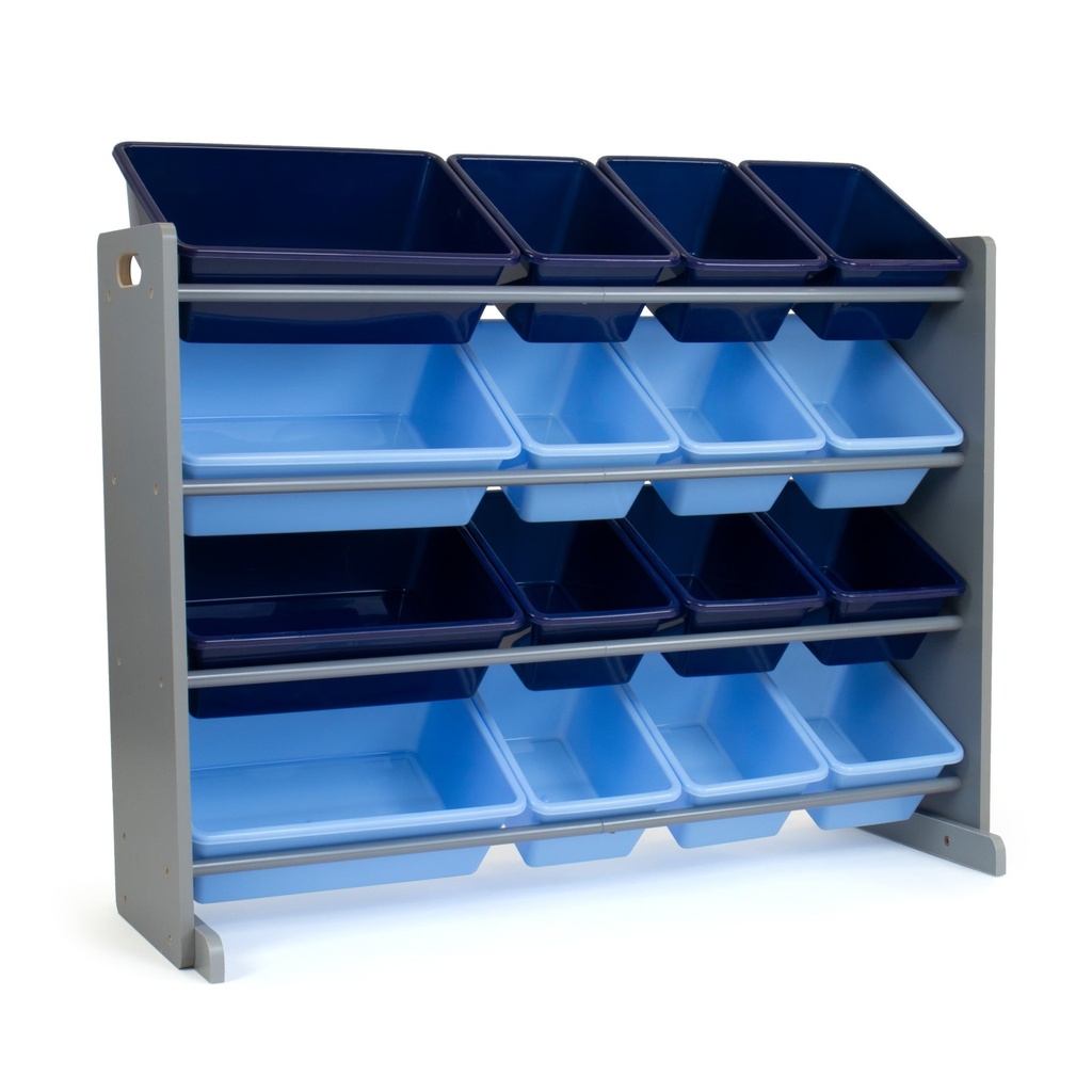 Humble Crew Leo Supersized Toy Storage Organizer with 16 Plastic Storage Bins, Grey/Blue
