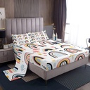 Girls Rainbow Bed Sheets Twin,Cute Cartoon Rainbow Sheets for Kids Youth Sweet Room Decor Boho Rainbows Stars Clouds Sheet Set Kawaii Pink Yellow Doodle Style Bedding Sheets & Pillowcases Sets