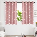 Deconovo Foil Print Star Blackout Curtains Grommet Room Darkening Thermal Insulted for Living Room 52 X 45 Inch Coral Pink 2 Panels