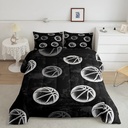 Boys Basketball Bedding Set Twin Kids Sports Comforter Set, Black Grey Duvet Insert Ball Gaming Gamer Quilt Comforter, Dark Gray Camouflage Grunge Bedding Comforters & Sets (Black Reversible)