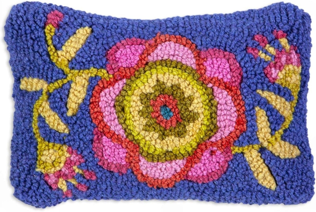 Chandler 4 Corners Artist-Designed "Spring Flower" Hand-Hooked Wool Decorative Throw Pillow (8” X 12”) Farm & Garden Pillow for Couches & Beds - Low Maintenance - Floral & Nature Home Décor