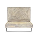 Benjara Rexi Acacia Wood Queen Platform Bed Frame, Metal Sled Base, Natural Brown