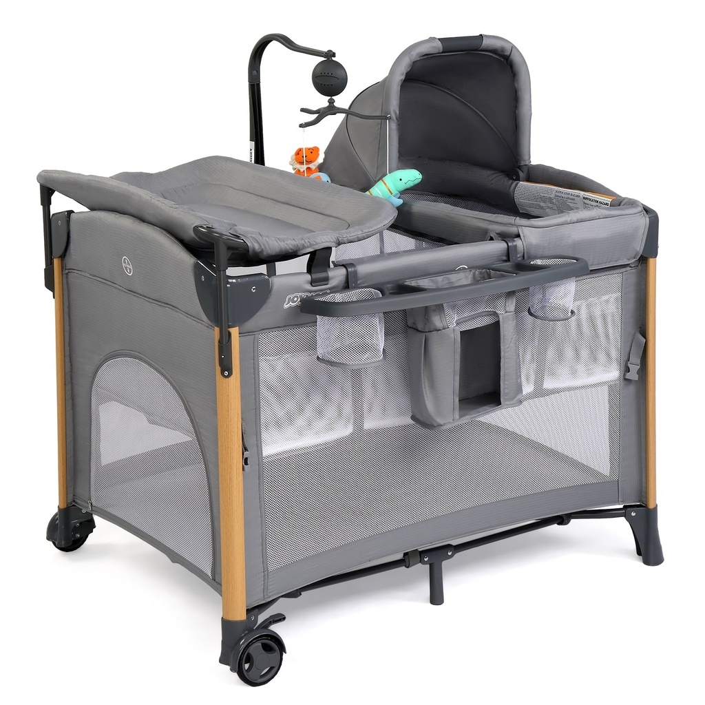 JOYMOR All in One Nursery Center,Bassinet with Changing Table,Mattress,Sheet,Toy,Unisex Infant