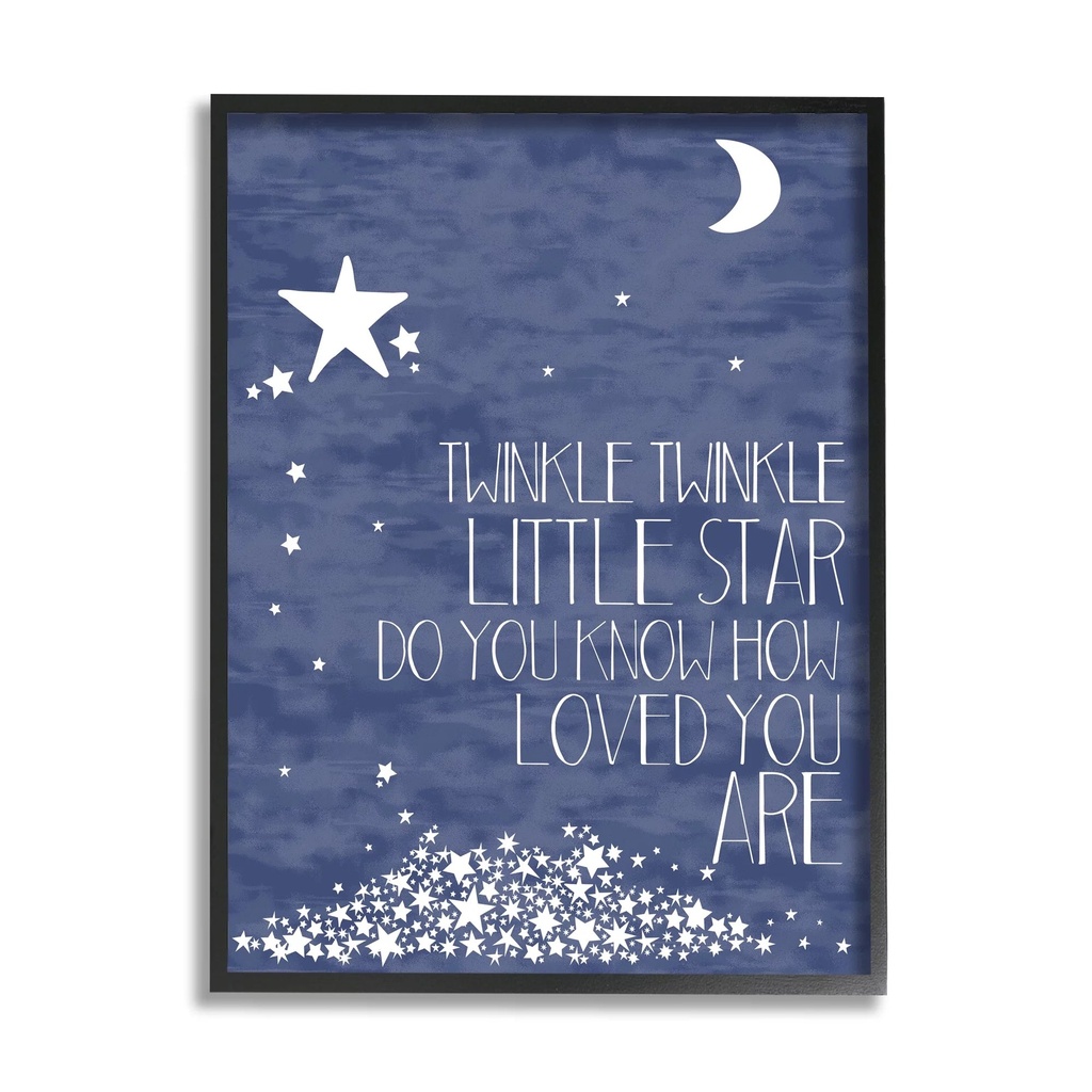The Kids Room by Stupell Navy Textural Twinkle Little Star Typography Oversized Framed Giclee Texturized Art, 16 X 1.5 X 20