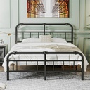 QFTIME 14" King Bed Frame with Headboard and Footboard, Heavy Duty Metal Platform, Premium Steel Slat Mattress Foundation with Storage, No Box Spring Needed