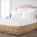 Three Quarter Size Tailored Drop Multi Ruffled Solid Bed Skirt with Adjustable Elastic Belt Microfiber Fabric Fade & Wrinkle Resistant Bed Frame Cover Easy to Fit & Care (23 Inch Drop, Taupe)