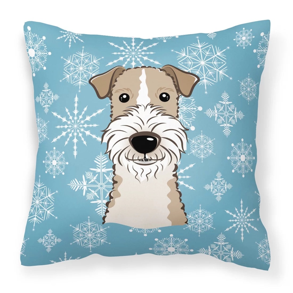 Snowflake Wire Haired Fox Terrier Fabric Decorative Pillow