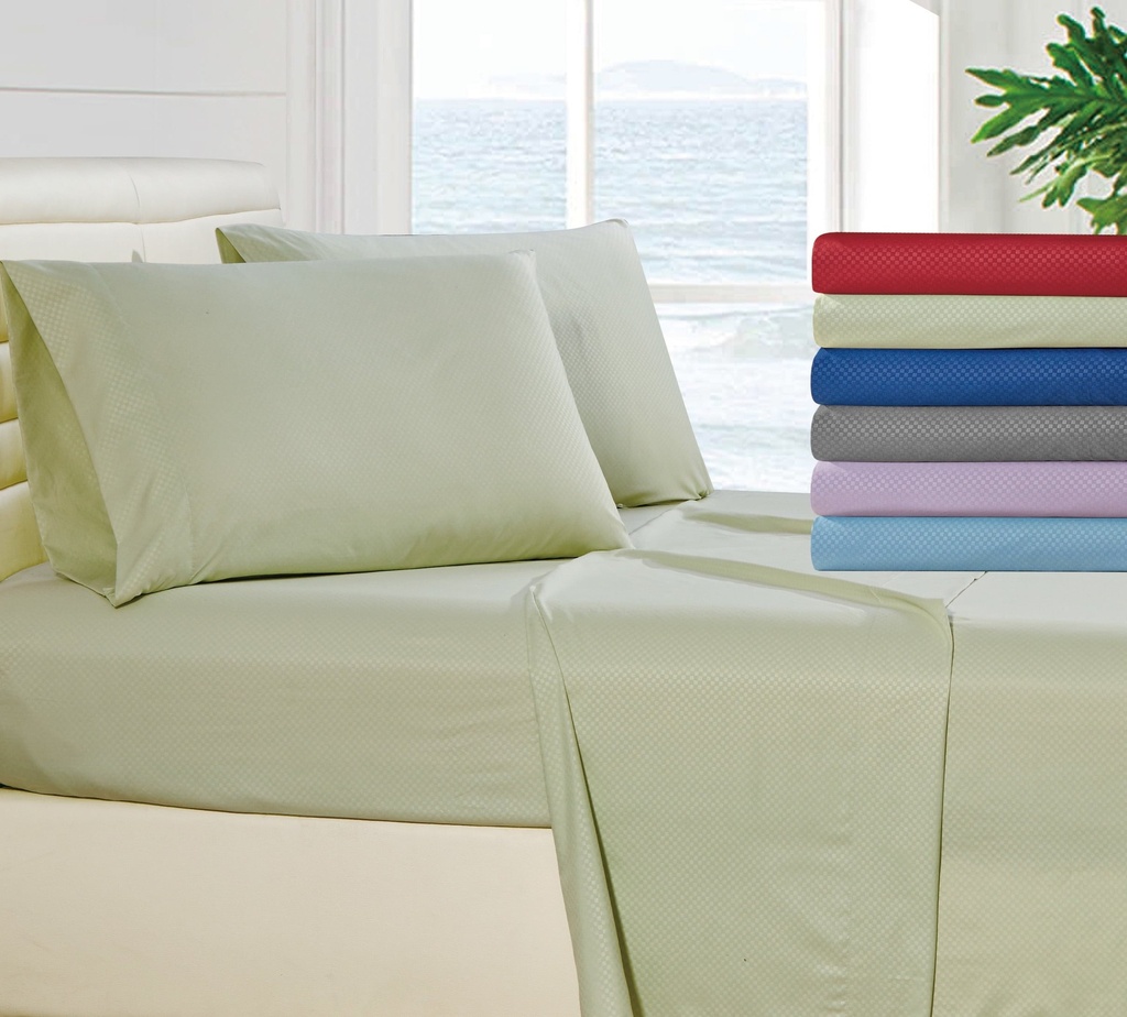 Checkered Collection Embossed 4 Piece Deep Pocket 1800 Series Bed Sheet Set Comfortable, Breathable, Soft & Extremely Durable by Lux Decor